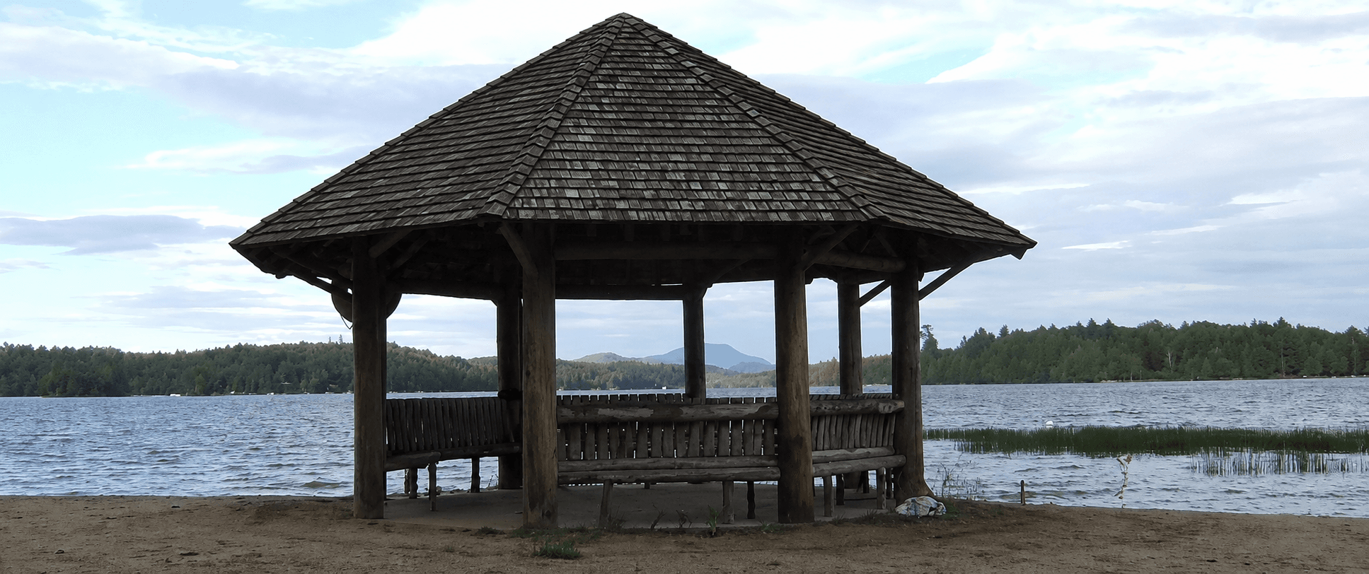 Antlers gazebo on the lake